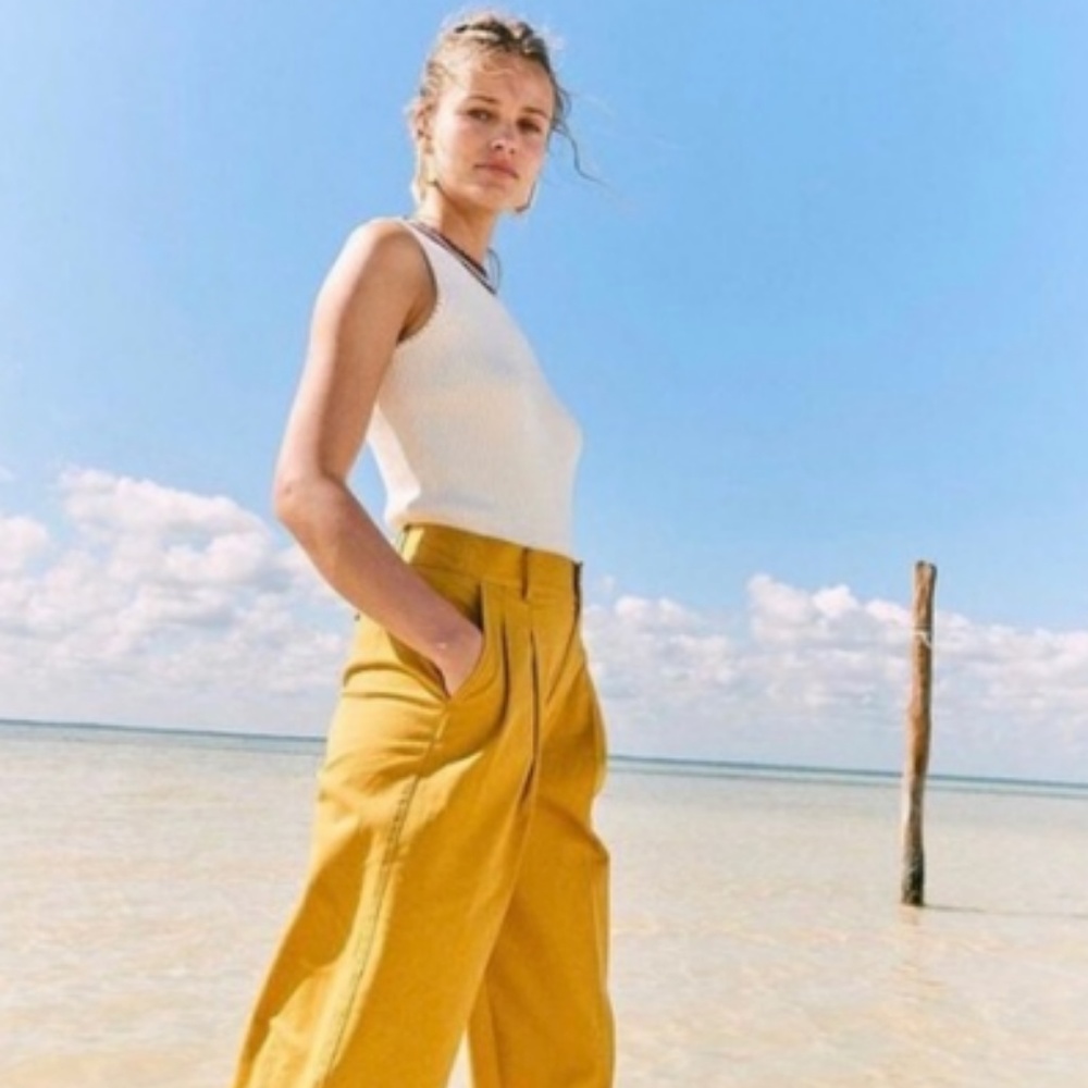 Madewell Pleated Wide-Leg Pants Golden Meadow